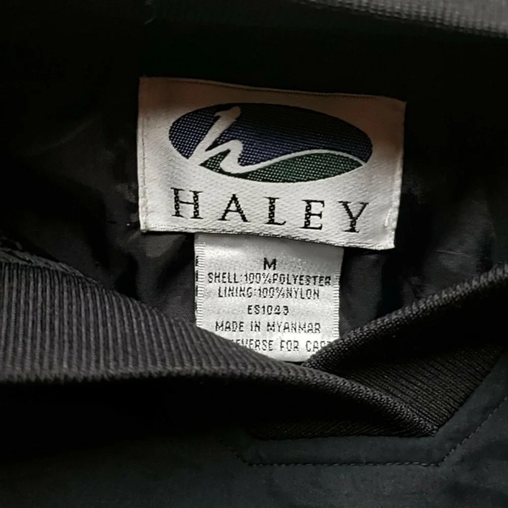 Haley Jacket Mens Medium Black Pullover Windbreaker Elastic Waist Golf Logo